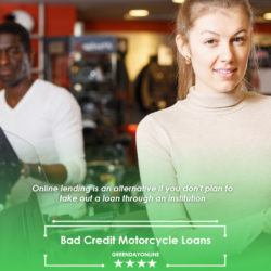 A girl holding a notebook reading about bad credit motorcycle loans