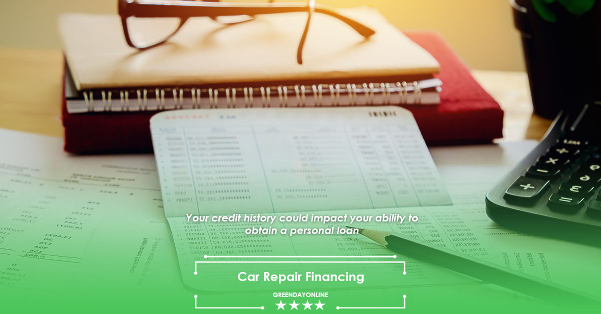 A desk with a calculator, pen, glasses and papers on how to get started car repair financing