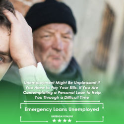 A man holding his head next to another man wondering how to get emergency loans for unemployed