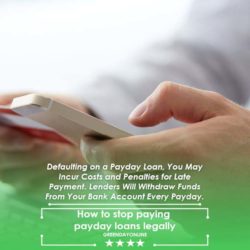 A man holding cellphone and credit card in front of a laptop searching how to stop paying payday loans legally