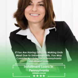 A woman in a business suit smiling for the camera happy for installment loans in Pennsylvania