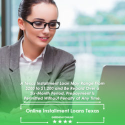 A woman reading online about installment loans Texas