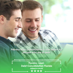 Two men reading analyzing payday loan debt consolidation Florida
