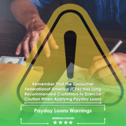 A man is writing on a piece of paper about payday loans warnings