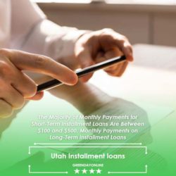 A person using a cell phone while sitting at a table and taking photo of Utah installment loans agreement paper