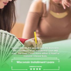 Two women sitting at a table with money and a pen Wisconsin installment loans