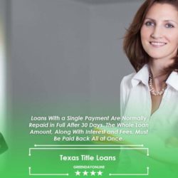 A woman in a white shirt submitting Texas title loan documents
