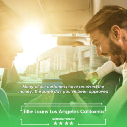 A man and a woman sitting in a car comparing title loans Los Angeles California