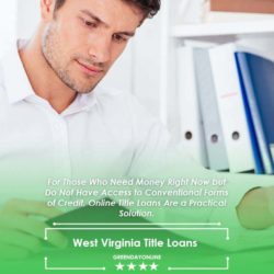 A man sitting at a desk in front of a computer searching for West Virginia title loans online