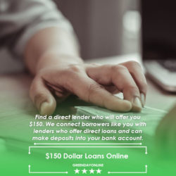 A person holding a $150 dollar loans cash