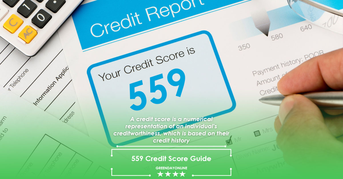 credit report with 559 credit score result